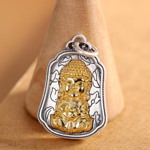 Loket Tenaga Penyembuhan, kalung perak tulen Buddha Perubatan.