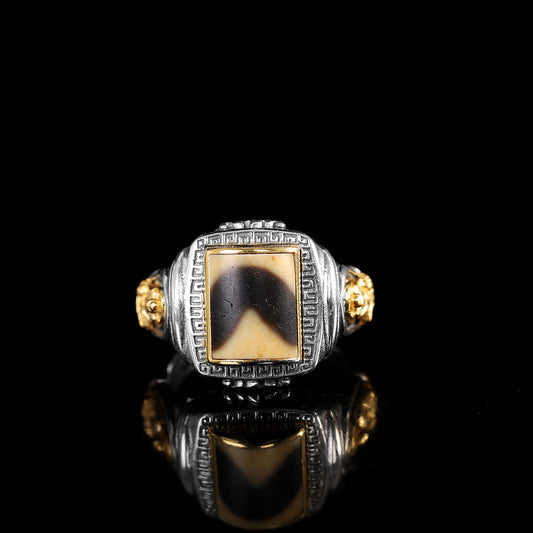 Cincin perak akik dzi Tibet yang boleh menangkis roh jahat dan menghapuskan bencana.