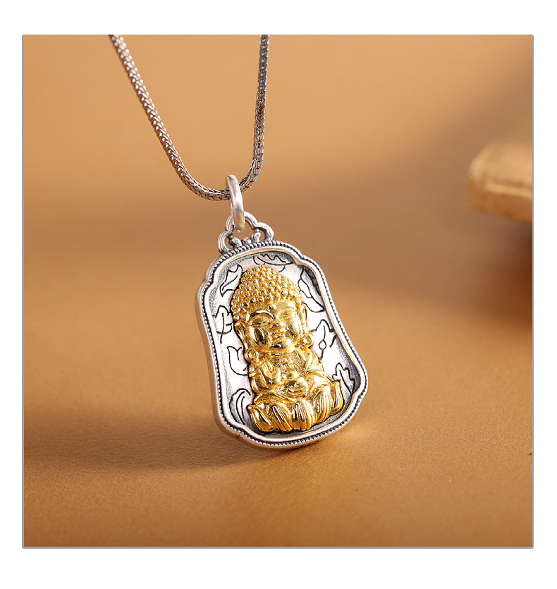 Loket Tenaga Penyembuhan, kalung perak tulen Buddha Perubatan.
