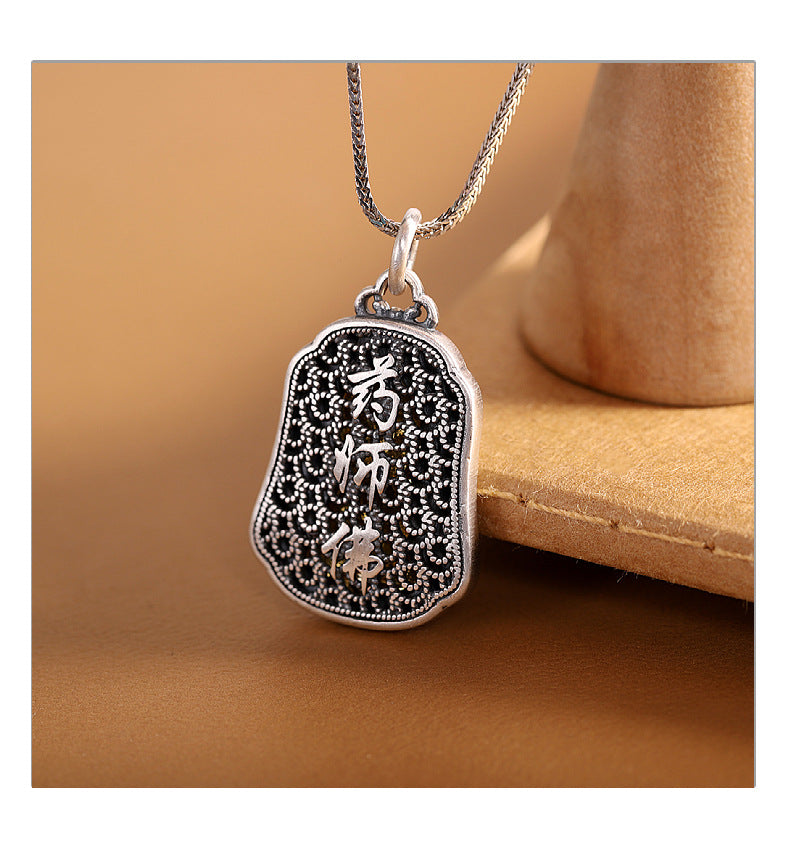 Loket Tenaga Penyembuhan, kalung perak tulen Buddha Perubatan.